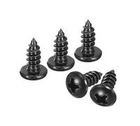 QUARKZMAN 100Pcs 4x10mm Tornillo Autorroscante de Cabeza Alomada Redonda Phillips, Tornillos Autoperforantes de Acero Inoxidable 304, Tornillo para Madera con Rosca Completa, Negro