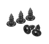 QUARKZMAN 100Pcs 4x8mm Tornillo Autorroscante de Cabeza Alomada Redonda Phillips, Tornillos Autoperforantes de Acero Inoxidable 304, Tornillo para Madera con Rosca Completa, Negro