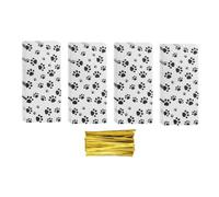 QUARKZMAN 100pcs Bolsas de Celofán, Bolsas Estampadas de Regalo Transparente con 110pcs Lazos Bolsas de Galletas Dulces Aperitivos para Fiestas Bodas Cumpleaños, Negro