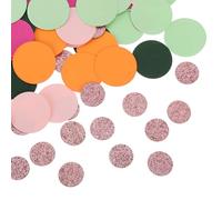 QUARKZMAN 100Pcs Confeti Redondo Brillante Para Decoración De Mesa Para Fiestas Bodas Y Festivales 0.59Pulgadas/0.98Pulgadas Rosa Verde Oscuro Rosa Verde Claro Amarillo Oro Rosa