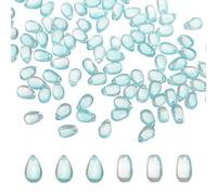 QUARKZMAN 100Pcs Cuentas De Vidrio 6Mm X 12Mm Cuentas De Cristal En Forma De Lágrima Transparentes Gotas De Agua A Granel Sueltas Para Hacer Manualidades Collares Pulseras Azul Lago