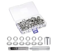 QUARKZMAN 100pcs Herramientas Kit de Alicate para 12mm Ojales, Discos de Ojal Metálico con Almacenamiento Caja, 1/2 Pulgadas para Zapatos Equipaje Cuero Tiendas de Campaña Toldos, Blanco