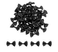 QUARKZMAN 100pcs Lazos Negros 1.5" x 1" Mini Moño para Manualidades Lazos de Satén Pequeños al por Mayor para Costura DIY Scrapbooking Regalo de Boda Decoración del Hogar