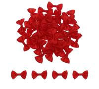 QUARKZMAN 100pcs Lazos Rojos 1.5" x 1" Mini Moños para Manualidades Lazos de Satén Pequeños al por Mayor para Costura DIY Scrapbooking Regalo de Boda Decoración del Hogar