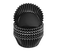 QUARKZMAN 100pcs Moldes para Magdalenas, Mini Forro Antiadherente para Cupcakes Envoltorios de Aluminio Papel Decoración de Tartas para Hogar Boda Aniversario Fiesta Pastelería, Negro