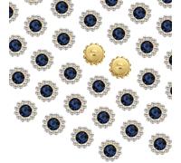 QUARKZMAN 100Pcs Pedrería para Coser, 10mm Pedrerías en Forma de Garra de Flores de Cristal con Base Metálica para Costura, Ropa, Zapatos, Pendientes, Manualidades, Azul Yale
