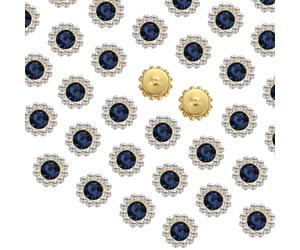 QUARKZMAN 100Pcs Pedrería para Coser, 10mm Pedrerías en Forma de Garra de Flores de Cristal con Base Metálica para Costura, Ropa, Zapatos, Pendientes, Manualidades, Azul Yale