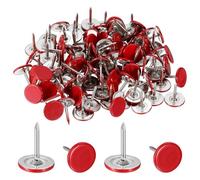 QUARKZMAN 100Pcs Tachuelas Para Tapicería 7/16" x 1/2" Clavos Decorativos Para Madera Pared Muebles Cabeza Plana Color Rojo