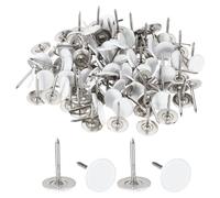 QUARKZMAN 100Pcs Tachuelas Para Tapicería, 7/16" x 11/16" Cabeza Plana Alfileres Decorativos Para Madera Pared Muebles, Blanco