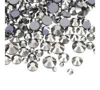 QUARKZMAN 1036 Piezas De Rhinestones Hotfix De Cristal Con Bolsa Transparente Para Arte De Uñas Manualidades Ropa Decoración DIY 5 Tamaños (SS6-SS30 Set Gris Oscuro)