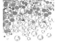 QUARKZMAN 1036 Piezas De Rhinestones Hotfix De Cristal Con Bolsa Transparente Para Uñas Arte Manualidades Ropa Decoración DIY 5 Tamaños (Set SS6-SS30, Blanco)