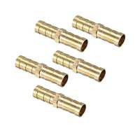 QUARKZMAN 10mm Diámetro Recto Latón Espiga Manguera Montaje x 5uds Recto Conector Acoplador para Manguera Conexión, Conector de Lengüeta de Latón [Dorado Tono]