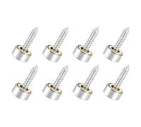 QUARKZMAN 10mm Espejo Tornillos x 8uds Pulido Inoxidable Acero Decorativas Tapas Cubierta Sujetadores para Decorativo Espejo y Letrero Publicidad Herraje, [Plateado]