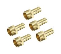 QUARKZMAN 10mm Púas x G3/8 Macho Rosca Latón Espiga Manguera Montaje x 5uds Tubo Conector Adaptadores para Manguera Conexión, Conector de Lengüeta de Latón [Dorado Tono]