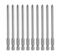 QUARKZMAN 10pcs #2 Phillips Punta de Destornillador, PH2 Puntas Atornillador Imantada Cruzada Magnética S2 Acero 1/4" Vástago Hexagonal Brocas de Taladro Industrial, 110mm x 5mm (L*D）