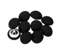 QUARKZMAN 10pcs 24L Botones Redondos Cubiertos De Tela 15mm 5/8" Con Vástago De Metal Para Coser DIY Botones Artesanales De Repuesto Para Ropa Trajes Abrigos Blusas Suéteres, Negro