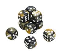 QUARKZMAN 10Pcs 6 Dados Estándar De 6 Caras, 2 Colores 16mm Acrílico D6 Mini Dados Poliédricos Estilo Perla para Juegos De Mesa, Amarillo Y Negro/Blanco Puntos