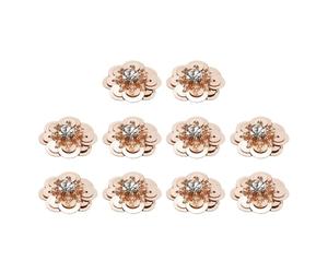 QUARKZMAN 10Pcs Aplicaciones De Flores Con Lentejuelas Y Cuentas, 25mm Aplicación De Flores Hechas A Mano Con Cristales Para Vestidos Bolsas Diademas Decoración, Rosa Claro