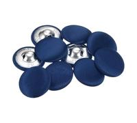 QUARKZMAN 10pcs Botones Cubiertos de Tela, 25mm 40L Botones Redondos de Costura de Tela Algodón Broche Vástago Metálico para Trajes, Vestidos, Blusas y Suéteres, Azul Profundo