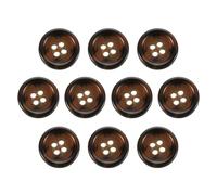 QUARKZMAN 10pcs Botones de Abrigo, 18mm Redondo Botón Resina Natural para Cárdigans Costura 4 Agujeros Decorativo Coser Repuestos para Bricolaje Decoración Manualidad Pantalones, 5# Marrón
