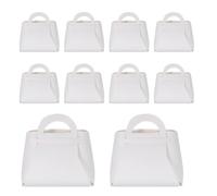 QUARKZMAN 10Pcs Cajas De Regalo De Cuero PU Blancas Con Asas, 6 x 3 x 6 Bolsas De Favor De Fiesta Reutilizables Cajas De Regalo De Caramelo