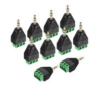 QUARKZMAN 10Pcs Conector Macho Mono TS De 3.5mm A Bloque De Terminales De 3 Pines, Adaptador Convertidor Balun para Auriculares Sin Soldadura Dorado para Reemplazo De Auriculares