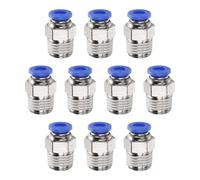 QUARKZMAN 10pcs Conector Rápido de Empuje para Tubo de 6mm OD X 1/4" NPT Macho Recto de Cobre para Líneas de Aire En Sistemas Industriales PC6-N02, Azul