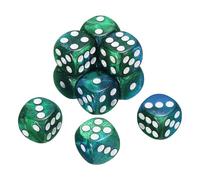QUARKZMAN 10Pcs Dados Estándar De 6 Caras, 2 Colores 16mm Acrílico D6 Mini Juego De Dados Poliédricos con Diseño De Perlas para Juegos De Mesa, Azul Y Verde/Puntos Blancos