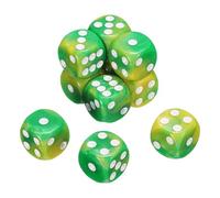 QUARKZMAN 10Pcs Dados Estándar De 6 Caras, 2 Colores 16mm Acrílico D6 Mini Juego De Dados Poliédricos Estilo Perla para Juegos De Mesa, Amarillo Y Verde/Puntos Blancos