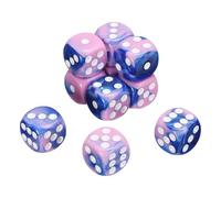 QUARKZMAN 10Pcs Dados Estándar De 6 Caras, 2 Colores 16mm Acrílico D6 Mini Juego De Dados Poliédricos con Diseño De Perla para Juegos De Mesa, Rosa Y Azul/Blanco Punto