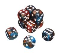 QUARKZMAN 10Pcs Dados Estándar De 6 Caras, 2 Colores 16mm Acrílico D6 Mini Juego De Dados Poliédricos con Diseño De Perla para Juegos De Mesa, Amarillo Y Azul/Puntos Blancos
