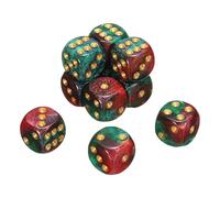 QUARKZMAN 10Pcs Dados Estándar De 6 Caras, 2 Colores 16mm Acrílico D6 Mini Juego De Dados Poliédricos Estampado Perla para Juegos De Mesa, Verde Y Rojo/Puntos Dorados