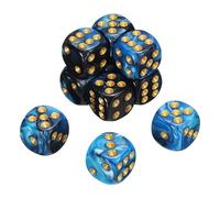 QUARKZMAN 10Pcs Dados Estándar De 6 Caras, 2 Colores 16mm Acrílico D6 Mini Juego De Dados Poliédricos con Diseño De Perla para Juegos De Mesa, Azul Y Negro/Puntos Dorados