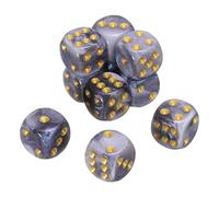 QUARKZMAN 10Pcs Dados Estándar De 6 Caras, 2 Colores 16mm Acrílico D6 Mini Juego De Dados Poliédricos con Diseño De Perla para Juegos De Mesa, Gris Y Blanco/Puntos Dorados