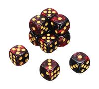 QUARKZMAN 10Pcs Dados Estándar De 6 Caras Coloreados, 16mm Acrílico D6 Mini Dados Poliedricos Estampado Perla Colores Bicolor para Juegos De Mesa, Negro/Rojo, Puntos Dorados