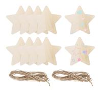 QUARKZMAN 10Pcs Estrellas De Madera De 7" Y Cuerda, Estrellas De Madera Sin Pintar Para Manualidades DIY, Decoraciones Colgantes Para Halloween Navidad Cumpleaños Otoño Regalos