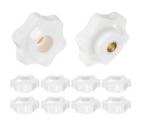QUARKZMAN 10Pcs Pomos Estrella M6 Rosca Hembra 38mm Cabeza Plástico Agujero Pasante Tornillo de Latón Manijas de Sujeción Pomos de Rosca, Blanco
