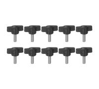 QUARKZMAN 10Pcs Tornillos de Pulgar de Perilla en Forma de T M5 x 12mm con Rosca Macho Estándar, Perillas de Plástico Ajustables, Asas de Sujeción, Agarre de Tornillo, Negro