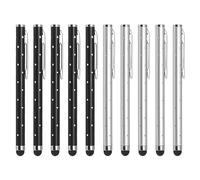 QUARKZMAN 10uds Brillo Imitación Diamante Óptico Lápiz Bolígrafos para Táctiles Pantallas Universal Metal Bolígrafo para Capacitivo Táctil Pantalla Dispositivo, Negro/Plata