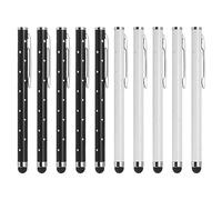 QUARKZMAN 10uds Brillo Imitación Diamante Óptico Lápiz Bolígrafos para Táctiles Pantallas Universal Metal Bolígrafo para Capacitivo Táctil Pantalla Dispositivo, Negro/Blanco