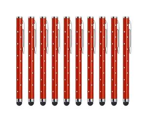 QUARKZMAN 10uds Brillo Imitación Diamante Óptico Lápiz Bolígrafos para Táctiles Pantallas Universal Metal Bolígrafo Capacitivo para Capacitivo Táctil Pantalla Dispositivo, Rojo