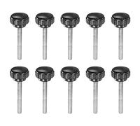 QUARKZMAN 10uds Moleteadas Sujeción Perillas M5 x 40mm Macho Rosca 20mm Cabeza Agarre Plástico Métrico Mariposa Tornillo Perno Perillas Roscado Perno Manijas, Negro