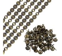 QUARKZMAN 10uds Tapicería Tachuelas Tiras, 1 Metro Flores Decorativos Clavos Adornos para Sofá Cabecero Silla Muebles con Tapicería Clavos (11mm Bronce)