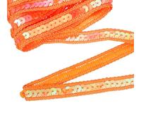 QUARKZMAN 11 Yard Cintas De Lentejuelas Ribete 0.5 Inch Trenza De Lentejuelas Gimp Ribete Lentejuelas Planas Paillette Tela Ribetes Planos Tiras Para Manualidades Costura Ropas, Naranja