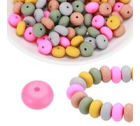 QUARKZMAN 110 Piezas De Cuentas De Silicona 14mm Lentejas De Goma Cuentas Focales Al Por Mayor Para Llaveros Pulseras Collares Manualidades DIY Mostaza Amarillo Verde Lima Molido Coral