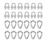 QUARKZMAN 12 Juegos De Grapas para Cable De Acero De 3/8 Pulgada M10 Pequeñas De Acero Inoxidable 304 con Arandela De Seguridad Y Ojal para Asegurar Aparejos Líneas De Amarre Plateado