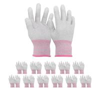 QUARKZMAN 12 Jueves Guantes Anti-estáticos ESD Guantes Protección Electroestática Con Punta Recubierta Fibra De Carbón Gris Talla Pequeña Para Instalación De Computadoras.