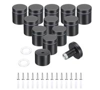 QUARKZMAN 12 Piezas 1" x 1" Tornillos Separadores de Acero Inoxidable Kit de Hardware de Montaje en Pared de Acrílico, con 14 tornillos de Vidrio Acrílico, Tableros Publicitarios, Negro