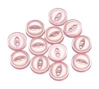 QUARKZMAN 12 Piezas 16L Botones Redondos Rosados Para Coser 10mm 3/8" Resina 2 Agujeros Ojo De Pez Artesanía DIY Botones De Reemplazo Para Artesanía Pantalones Vestido Falda Ropa