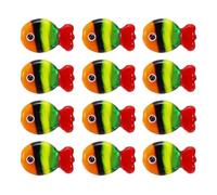 QUARKZMAN 12 Piezas Cuentas Pez Esmalte De Vidrio Negro/Amarillo Verde/Rojo | Cuentas De Animales Marinos Hechas A Mano, Para Hacer Joyería DIY Pulsera Collar Artesanía